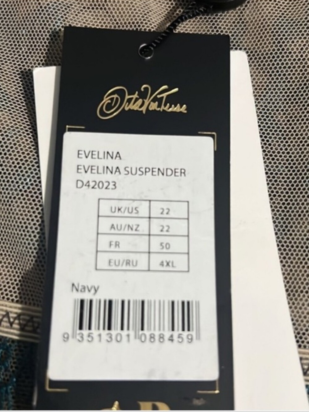 NWT Dita Von Teese Evelina Suspender Belt Navy Size 22 - Picture 10 of 11